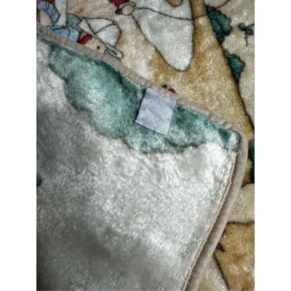 Rare Vintage Baby Fleece Blanket Teddy Bears Family On the Car 36” X 30” *Notes
